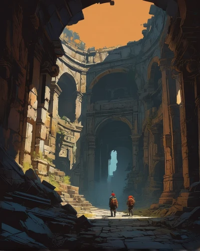 ruins,ancient city,ancient buildings,ancient,ruin,coliseum,the ancient world,monks,exploration,colosseum,the ruins of the,lost place,wander,travelers,in the colosseum,pillars,hall of the fallen,lost places,pantheon,mausoleum ruins,Conceptual Art,Sci-Fi,Sci-Fi 01