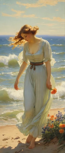 bougereau,the wind from the sea,bouguereau,beach landscape,sea beach-marigold,landscape with sea,sea breeze,girl on the dune,sun and sea,man at the sea,the sea maid,asher durand,summer day,sea landscape,lev lagorio,by the sea,woman playing,girl in a long dress,idyll,girl picking flowers,Art,Classical Oil Painting,Classical Oil Painting 24