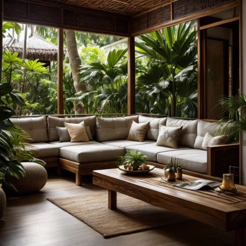 outdoor sofa,tropical house,landscape designers sydney,cabana,tropical jungle,outdoor furniture,garden design sydney,landscape design sydney,conservatory,ubud,living room,royal palms,chaise lounge,exotic plants,sitting room,palm garden,house plants,luxury home interior,patio furniture,porch swing