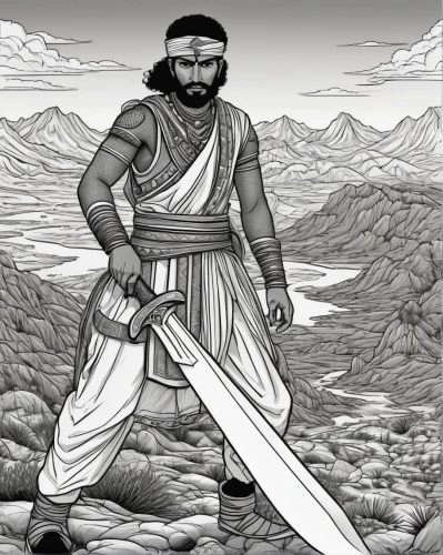 bhajji,jawaharlal,ramanguli,sikh,bansuri,biblical narrative characters,panch phoron,ramayan,sangharaja,devikund,sarapatel,mulukhiyah,kabir,assyrian,ramayana,surbahar,muhammad,dholavira,guru,makhtesh,Illustration,Black and White,Black and White 18