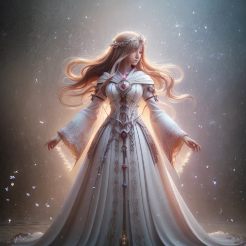 the snow queen,white rose snow queen,suit of the snow maiden,priestess,white winter dress,glory of the snow,ice queen,violet evergarden,sun bride,light bearer,eternal snow,mystical portrait of a girl,summoner,sorceress,goddess of justice,games of light,celtic queen,fantasy picture,cg artwork,lily of the field