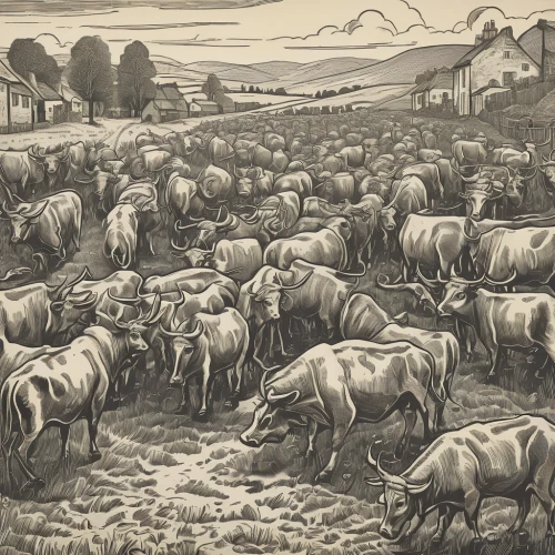 buffalo herd,oxen,livestock farming,livestock,cow herd,ruminants,merino sheep,herd of goats,cows on pasture,goatherd,horse herd,pasture,aurochs,animal migration,ruminant,david bates,flock of sheep,a flock of sheep,buffalo herder,elephant herd,Art,Artistic Painting,Artistic Painting 50