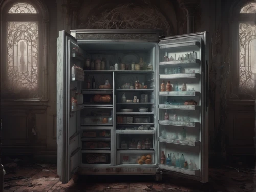 apothecary,pantry,armoire,refrigerator,cupboard,fridge,vending machine,pharmacy,cabinets,cabinet,cosmetics counter,vending machines,preserved food,storage cabinet,china cabinet,kitchen cart,compartments,freezer,vending cart,confiserie,Conceptual Art,Fantasy,Fantasy 01