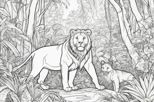 forest king lion,coloring page,coloring pages,line art animals,king of the jungle,coloring pages kids,lion father,lionesses,two lion,lion children,lion with cub,felidae,male lions,woodland animals,panthera leo,white lion family,big cats,coloring picture,forest animals,mowgli,Conceptual Art,Oil color,Oil Color 18