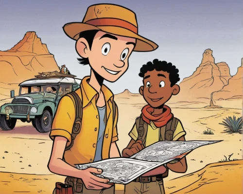 indiana jones,desert safari,tassili n'ajjer,altiplano,arid land,sahara,sand road,archaeological dig,mowgli,brock coupe,pilgrims,treasure map,lindos,geologist,american frontier,sahara desert,stone desert,namib,digital nomads,treasure hunt,Illustration,Children,Children 02