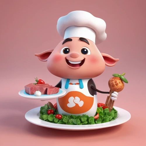 chef,pork in a pot,apple pie vector,suckling pig,kawaii pig,mini pig,pig,food icons,pubg mascot,cute cartoon character,men chef,pie vector,3d model,pork barbecue,porker,pork,3d render,chef hat,popeye,babi panggang,Unique,3D,3D Character