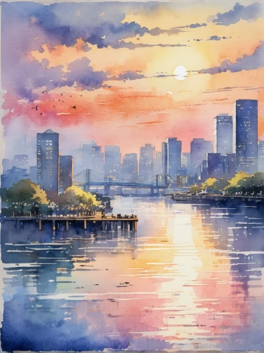 watercolor,honolulu,watercolor painting,yokohama,osaka bay,watercolor paint,watercolor background,watercolor sketch,saigon,watercolor blue,city skyline,sydney skyline,watercolors,heart of love river in kaohsiung,watercolor tea,water color,hanoi,cityscape,tokyo,bangkok,Illustration,Paper based,Paper Based 25