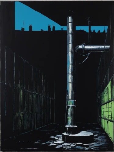 petrol pump,industrial landscape,klaus rinke's time field,gas pipe,drain pipe,sewer pipes,industrial tubes,iron pipe,water pipes,drive shaft,cistern,pipes,industrial,underworld,gas-station,oil on canvas,delineator posts,tyre pump,filling station,drainage pipes,Art,Artistic Painting,Artistic Painting 23