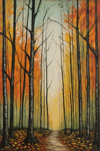 autumn forest,forest landscape,deciduous forest,autumn landscape,autumn trees,forest road,birch forest,fall landscape,row of trees,halloween bare trees,northern hardwood forest,birch alley,the trees in the fall,trees in the fall,forest path,maple road,david bates,forest background,copse,deciduous trees,Art,Artistic Painting,Artistic Painting 01