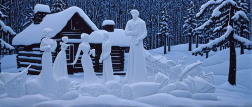 snow scene,snow figures,snowy still-life,snow landscape,winter house,paper art,snow shelter,snow trees,snow drawing,snow house,winter landscape,snow roof,winter forest,russian winter,finnish lapland,snow in pine trees,snowy landscape,night snow,snowhotel,winter village,Illustration,Black and White,Black and White 19