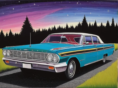 ford galaxy,ford fairlane,ford galaxie,station wagon-station wagon,rambler,mercury meteor,ford fairlane crown victoria skyliner,austin cambridge,moon car,ford cortina,ford starliner,gaz-21,lotus cortina,trabant,ford falcon (north america),oil painting on canvas,rambler marlin,edsel pacer,ford el falcon,ford falcon,Art,Artistic Painting,Artistic Painting 26