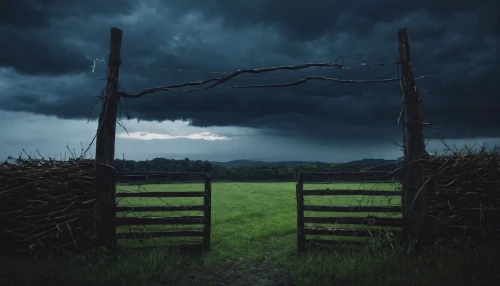 pasture fence,farm gate,fence gate,heaven gate,unfenced,rain field,landscape photography,metal gate,fence,fences,wall,wooden fence,downstream gate,dark clouds,storm clouds,wood gate,iron gate,stormy sky,monsoon,nature's wrath,Photography,Documentary Photography,Documentary Photography 30