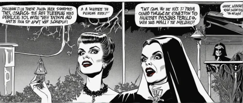 vampira,psychic vampire,comic speech bubbles,vampires,witches,halloween and horror,speech balloons,comic style,speech bubbles,goths,test tubes,clothesline,goth festival,comic bubbles,tall tales,nuns,joint dolls,goth subculture,comics,cabaret,Illustration,Black and White,Black and White 17