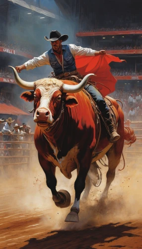 matador,bullfight,rodeo,bull riding,bullfighting,chilean rodeo,barrel racing,gaucho,rodeo clown,bulls,bull,oxen,charreada,cowboys,cowboy bone,toro,beagador,derby,steer,western riding,Illustration,Realistic Fantasy,Realistic Fantasy 06