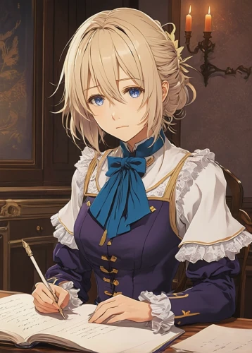 violet evergarden,darjeeling,erika,wiz,blonde sits and reads the newspaper,scholar,to write,darjeeling tea,vexiernelke,fuki,meteora,blonde woman reading a newspaper,girl studying,balalaika,a letter,belarus byn,old elisabeth,uruburu,saber,tutoring,Illustration,Japanese style,Japanese Style 18