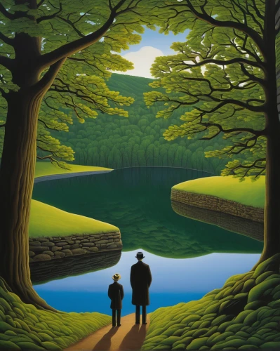 brook landscape,parallel worlds,idyll,adam and eve,parallel world,forest landscape,people in nature,nature and man,landscape background,forest of dean,underground lake,children's background,forest background,landscapes,green landscape,tree grove,two jack lake,nature landscape,green forest,meander,Art,Artistic Painting,Artistic Painting 06