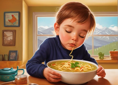 noodle soup,chicken noodle soup,sopa de mondongo,beef noodle soup,egg drop soup,ramen,soup,asian soups,manchow soup,wonton noodles,noodles,chicken pho soup,thai noodle,chinese noodles,chinese sour spicy soup,thai noodles,feast noodles,japanese noodles,pasta e fagioli,noodle bowl,Illustration,Realistic Fantasy,Realistic Fantasy 45