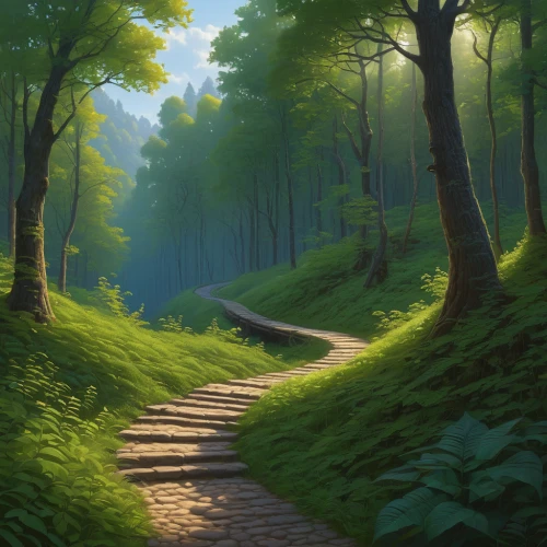 forest path,hiking path,pathway,forest road,wooden path,forest landscape,tree lined path,trail,the mystical path,green forest,the path,forest background,path,forest walk,forest glade,forest,landscape background,tree top path,mountain road,green landscape,Illustration,Realistic Fantasy,Realistic Fantasy 27