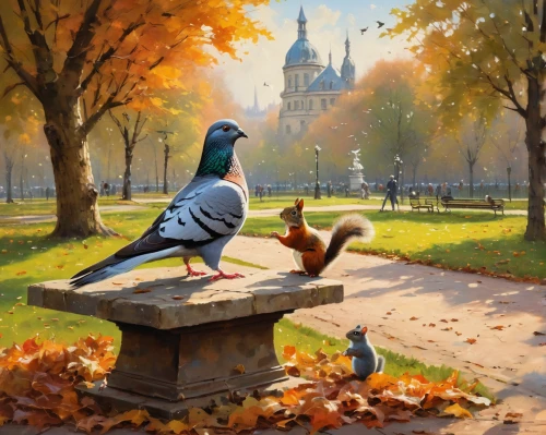 city pigeon,autumn day,pigeons,pigeons without a background,in the autumn,city pigeons,autumn in the park,one autumn afternoon,autumn background,autumn idyll,autumn landscape,pigeon birds,autumn morning,pigeons piles,pair of pigeons,the autumn,pigeon,bird painting,two pigeons,canard,Conceptual Art,Oil color,Oil Color 06