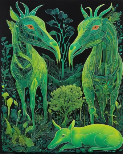 green animals,hares,rabbits and hares,forest animals,female hares,pere davids deer,green dragon,fawns,rabbits,woodland animals,young-deer,druids,deer illustration,grass family,zodiac,psychedelic art,goatflower,symbiotic,horoscope taurus,hare field,Photography,Fashion Photography,Fashion Photography 26