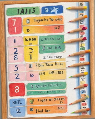 word markers,tab,tabs,felt tip pens,tear-off calendar,educational toy,mexican calendar,alphabets,to count,tasks,text dividers,terminal board,toy cash register,tetris,motor skills toy,color table,tokens,ten,counting numbers,calendar,Conceptual Art,Daily,Daily 17