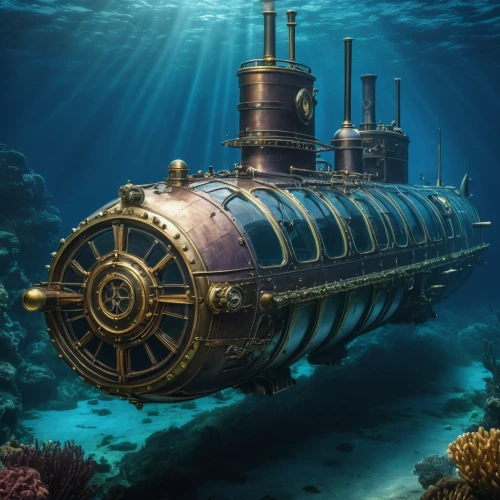 submersible,semi-submersible,deep-submergence rescue vehicle,deep sea nautilus,deep sea diving,nautilus,clyde steamer,steampunk gears,diving bell,the bottom of the sea,tank ship,undersea,bottom of the sea,sunken boat,steampunk,deep sea,swimming machine,motor ship,steam frigate,caravel,Photography,General,Natural