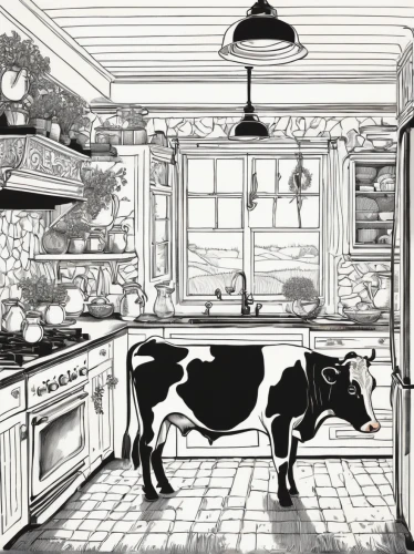 holstein cow,holstein-beef,holstein cattle,dairy cow,domestic cattle,red holstein,black angus,oxen,kitchen,holstein,milk cow,vintage kitchen,dairy products,dairy,cattles,dairy cows,the kitchen,milk cows,cattle dairy,cow's milk,Illustration,Black and White,Black and White 19