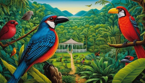 tropical birds,macaws of south america,toucans,macaws,couple macaw,blue macaws,aviary,macaws blue gold,parrots,tropical animals,parrot couple,black macaws sari,passerine parrots,bird park,scarlet macaw,loro parque,macaw hyacinth,macaw,toco toucan,tropical bird climber,Illustration,Abstract Fantasy,Abstract Fantasy 12