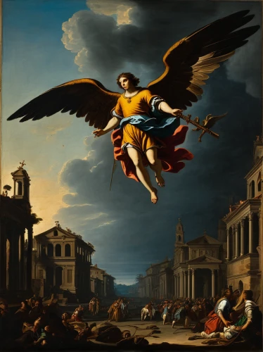 the archangel,baroque angel,archangel,perseus,the angel with the cross,angelology,apollo,la nascita di venere,apollo hylates,eros,pollux,geocentric,kunsthistorisches museum,l'aquila,apollo and the muses,neoclassical,benediction of god the father,raphael,helios,classical antiquity,Art,Classical Oil Painting,Classical Oil Painting 25