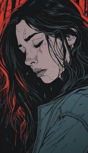digital illustration,rosa ' amber cover,echo,lover's grief,scarlet witch,depressed woman,detail shot,sorrow,hand-drawn illustration,of mourning,anguish,grief,katniss,digital artwork,vulnerable,bran,sad woman,vector illustration,sci fiction illustration,digital drawing,Illustration,Black and White,Black and White 12