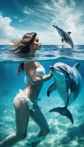 girl with a dolphin,trainer with dolphin,dolphin rider,dolphins in water,dolphin swimming,oceanic dolphins,dolphins,two dolphins,dolphin background,bottlenose dolphins,dolphin show,dolphinarium,wholphin,dolphin,spinner dolphin,bottlenose dolphin,common dolphins,dolphin-afalina,underwater world,mermaid background,Photography,Artistic Photography,Artistic Photography 07