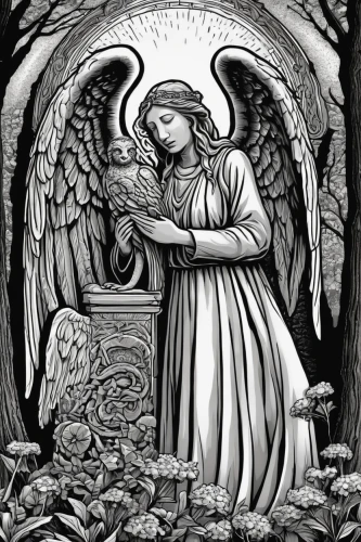 weeping angel,the archangel,uriel,angelology,angel of death,the angel with the cross,archangel,guardian angel,the prophet mary,sepulchre,coloring page,angels of the apocalypse,stone angel,angel line art,death angel,the annunciation,empty tomb,angel,angel playing the harp,dove of peace,Illustration,Black and White,Black and White 14