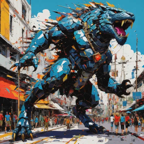 mecha,blue tiger,evangelion mech unit 02,bolt-004,mech,godzilla,blue elephant,studio ghibli,evangelion,evangelion evolution unit-02y,painted dragon,valerian,destroy,dragon of earth,amano,evangelion unit-02,evangelion eva 00 unit,drexel,heavy object,griffon bruxellois,Conceptual Art,Oil color,Oil Color 07