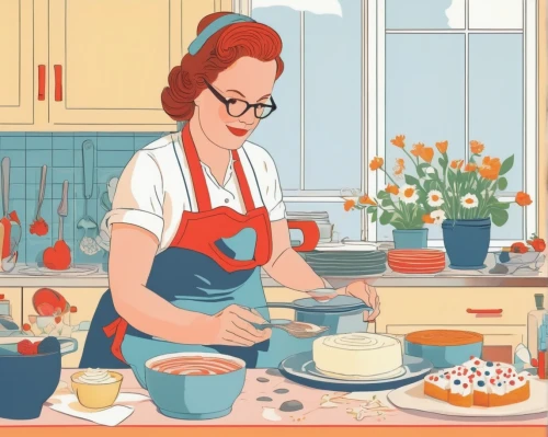 girl in the kitchen,domestic,cookware and bakeware,housewife,red cooking,woman holding pie,homemaker,cooking book cover,domestic life,food and cooking,kitchen work,kitchenware,cooking show,star kitchen,making food,cooking,southern cooking,baking,blogs of moms,food preparation,Illustration,Vector,Vector 12