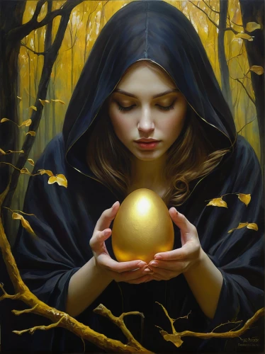 golden apple,golden egg,painting easter egg,painting eggs,mystical portrait of a girl,matrioshka,mary-gold,robin egg,ball fortune tellers,brown egg,pear cognition,divination,broken eggs,golden heart,fortune teller,large egg,crystal ball,egg shell,egg shell break,bird's egg,Illustration,Realistic Fantasy,Realistic Fantasy 30