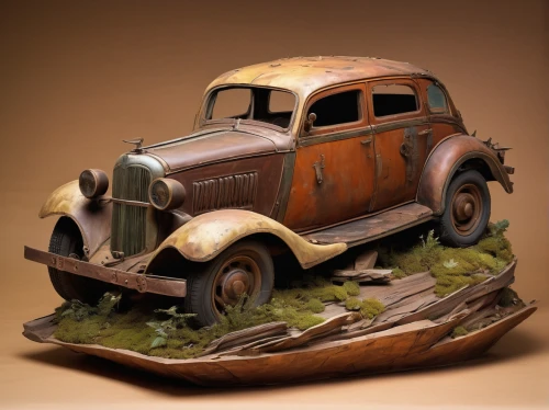 car sculpture,rust truck,wooden car,3d car model,rusty cars,ford truck,automobile hood ornament,scrap car,lawn ornament,scrap sculpture,vintage car hood ornament,scrapped car,scrap truck,pickup-truck,ford car,tin car,old car,studebaker e series truck,tin toys,bonnet ornament,Conceptual Art,Fantasy,Fantasy 18