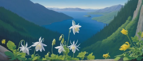 lilies of the valley,siberian fawn lily,avalanche lily,lilly of the valley,fawn lily,fjords,mountain bluets,galanthus,alpine flowers,fjord,edelweiss,lake moraine,cotton grass,flower painting,lupines,fragrant snow sea,sognefjord,daffodils,geirangerfjord,alpine meadow,Art,Artistic Painting,Artistic Painting 48