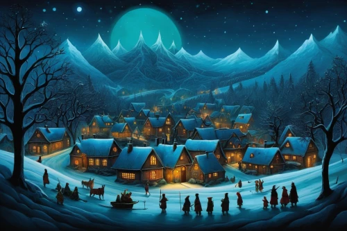 winter village,christmas landscape,christmas town,nativity village,aurora village,houses clipart,the holiday of lights,winter house,mountain village,christmas scene,night scene,christmas village,mountain settlement,winter background,christmas snowy background,mountain huts,snow house,alpine village,winter magic,snow scene,Illustration,Abstract Fantasy,Abstract Fantasy 19