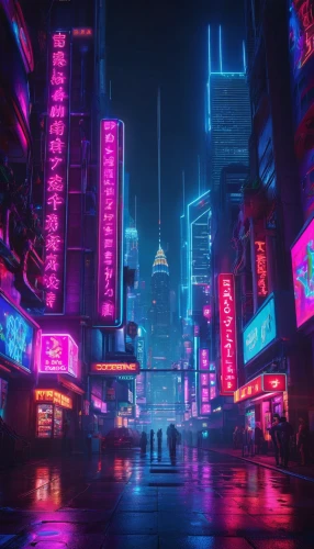 shanghai,taipei,cyberpunk,shinjuku,kowloon,hong kong,hk,colorful city,metropolis,tokyo city,cityscape,chongqing,tokyo,fantasy city,vapor,chinatown,busan,dystopian,neon,aesthetic,Conceptual Art,Sci-Fi,Sci-Fi 26