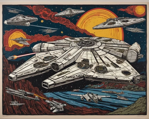 millenium falcon,x-wing,tie-fighter,space ships,starwars,star ship,cool woodblock images,spaceships,victory ship,star wars,starship,jigsaw puzzle,tapestry,sci fi,tie fighter,david bates,playmat,chalk drawing,space voyage,space craft,Art,Artistic Painting,Artistic Painting 07