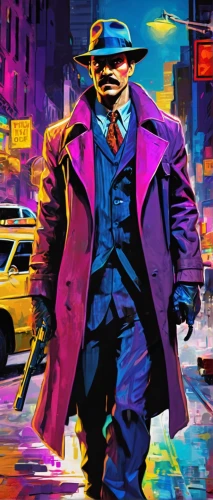 detective,smooth criminal,cyberpunk,mafia,rorschach,gangstar,kingpin,mobster,private investigator,blind alley,spy-glass,smoking man,overcoat,spy visual,spy,investigator,crime,al capone,inspector,big night city,Conceptual Art,Oil color,Oil Color 21