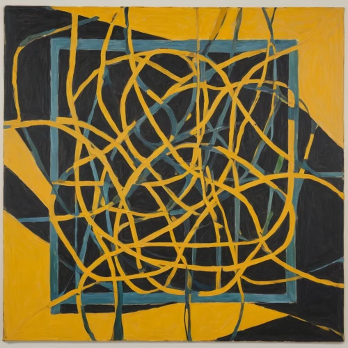 tangle,interlaced,twine,roy lichtenstein,tendril,elastic bands,abstract painting,tendrils,abstraction,wire entanglement,forsythia,yellow line,abstracts,cordage,branched,tiegert,abstractly,klaus rinke's time field,abstract shapes,yellow grass,Conceptual Art,Oil color,Oil Color 15