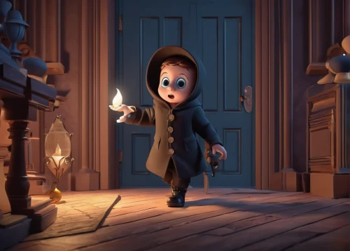 candle wick,flickering flame,pinocchio,miguel of coco,russo-european laika,cute cartoon character,character animation,christmas trailer,candlemaker,animated cartoon,christmas carol,visual effect lighting,geppetto,conductor,disney character,animated,matchstick man,candlelight,laika,animation,Unique,3D,3D Character