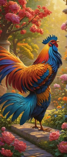 fairy peacock,phoenix rooster,peacock,bird painting,guacamaya,blue peacock,rosella,tropical bird,tropical bird climber,flower and bird illustration,colorful birds,griffon bruxellois,peacocks carnation,feathers bird,an ornamental bird,blue parrot,tropical birds,bird of paradise,blue and gold macaw,macaw hyacinth,Illustration,Realistic Fantasy,Realistic Fantasy 27