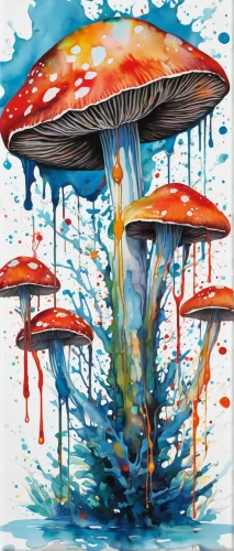 mushroom landscape,mushroom island,agaric,mushrooms,blue mushroom,umbrella mushrooms,fly agaric,toadstools,parasols,psychedelic art,mushroom,mushroom type,club mushroom,amanita,jellyfish collage,fungi,umbrellas,cubensis,toadstool,mushrooming,Conceptual Art,Graffiti Art,Graffiti Art 08