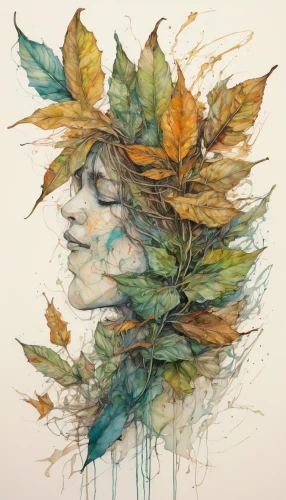 watercolor leaves,autumn leaf paper,leaf drawing,autumn wreath,dryad,leafed through,autumn leaves,falling on leaves,girl in a wreath,autumn icon,defoliation,autumn leaf,colored leaves,fall leaf,autumn colouring,foliage coloring,autumnal leaves,autumn bouquet,fall leaves,the autumn,Illustration,Paper based,Paper Based 13