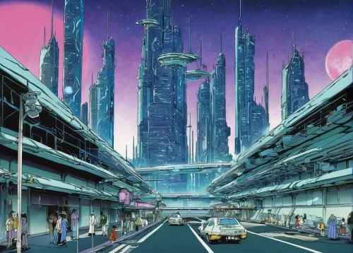 futuristic landscape,fantasy city,valerian,tokyo city,scifi,sci - fi,sci-fi,futuristic architecture,cyberpunk,sky city,futuristic,cyberspace,sci fi,shinjuku,tokyo,metropolis,space port,odaiba,cityscape,compans-cafarelli,Illustration,Japanese style,Japanese Style 13