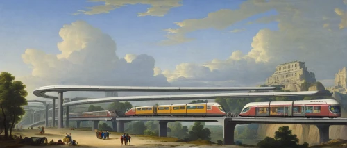 skytrain,sky train,monorail,elevated railway,maglev,long-distance train,electric train,high-speed rail,universal exhibition of paris,eisenbahnbrücle,early train,queensland rail,french train station,passenger cars,intercity train,metro,intercity,high-speed train,the train station,flxible metro,Art,Classical Oil Painting,Classical Oil Painting 33