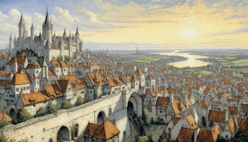 muenster,regensburg,city of münster,ulm,medieval town,hamelin,bamberg,view of the city,hohenzollern,new castle,erfurt,new-ulm,nuremberg,fantasy city,cologne panorama,knight village,tübingen,basdorf,dresden,escher village,Illustration,Retro,Retro 06