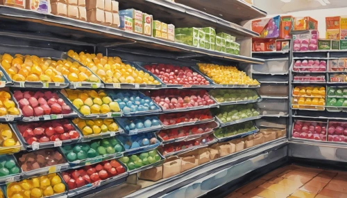 supermarket shelf,grocer,grocery,supermarket,colored pencil background,grocery store,aisle,pantry,candy store,watercolor shops,convenience store,food storage,coloured pencils,deli,produce,minimarket,kitchen shop,store,pet vitamins & supplements,colored eggs,Illustration,Paper based,Paper Based 11